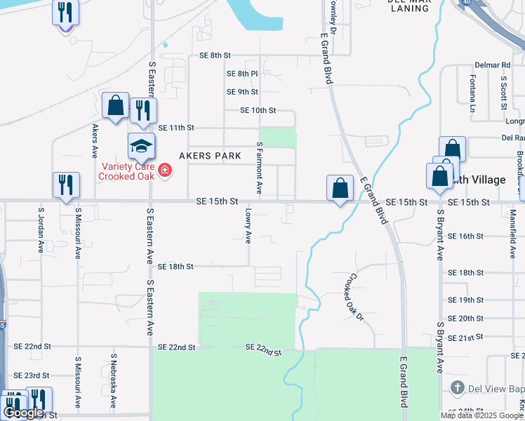 map of restaurants, bars, coffee shops, grocery stores, and more near 2300 Southeast 15th Street in Oklahoma City