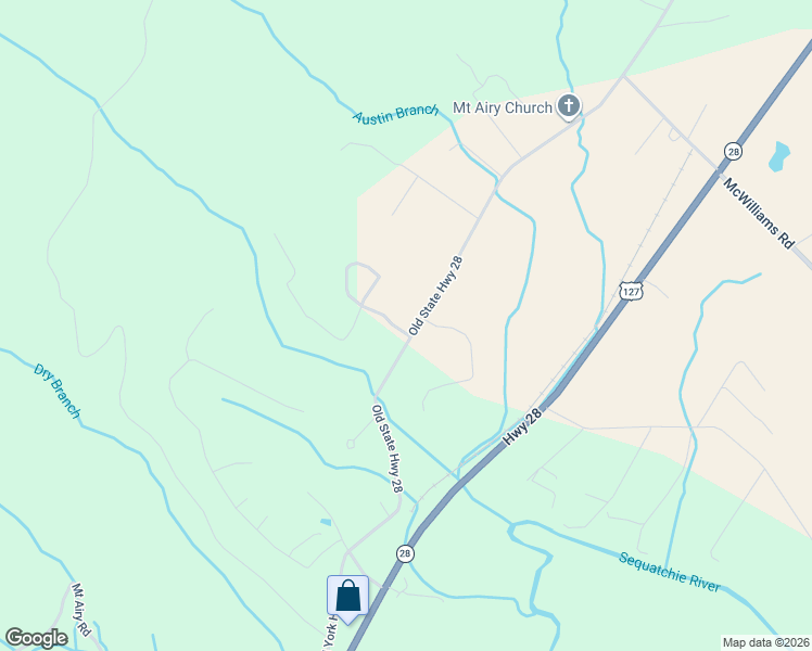 map of restaurants, bars, coffee shops, grocery stores, and more near 24 Brow Road in Dunlap