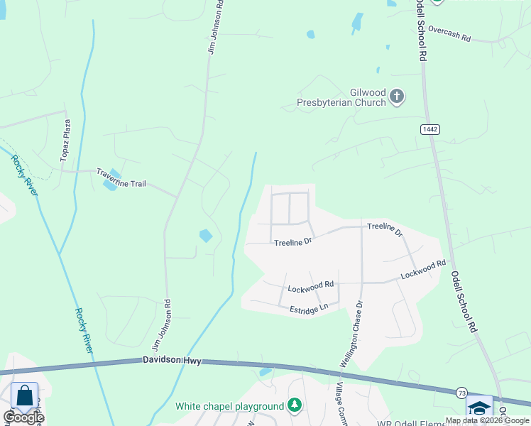 map of restaurants, bars, coffee shops, grocery stores, and more near 2571 Shoal Park Road in Concord