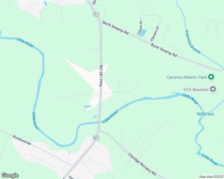 map of restaurants, bars, coffee shops, grocery stores, and more near 105 Little River Drive in Goldsboro