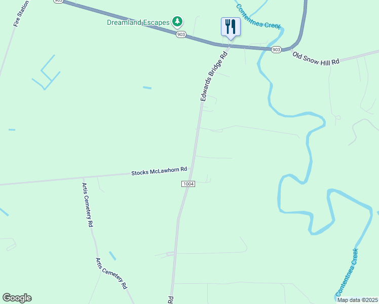 map of restaurants, bars, coffee shops, grocery stores, and more near 544 Edwards Bridge Road in Grifton