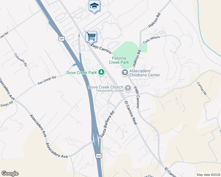 map of restaurants, bars, coffee shops, grocery stores, and more near 11715 Wickson Way in Atascadero