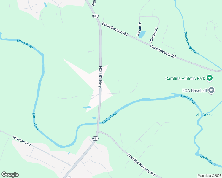 map of restaurants, bars, coffee shops, grocery stores, and more near 105 Little River Drive in Goldsboro