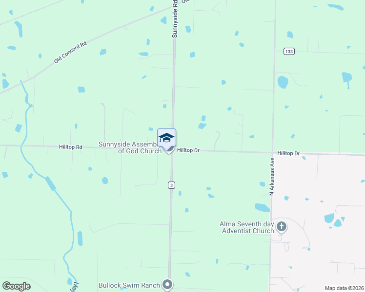 map of restaurants, bars, coffee shops, grocery stores, and more near 1423 Hilltop Drive in Alma