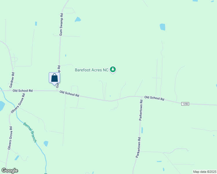 map of restaurants, bars, coffee shops, grocery stores, and more near 2992 Old School Road in Four Oaks