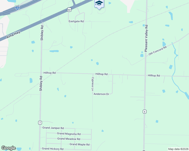 map of restaurants, bars, coffee shops, grocery stores, and more near 5504 Hilltop Road in Van Buren