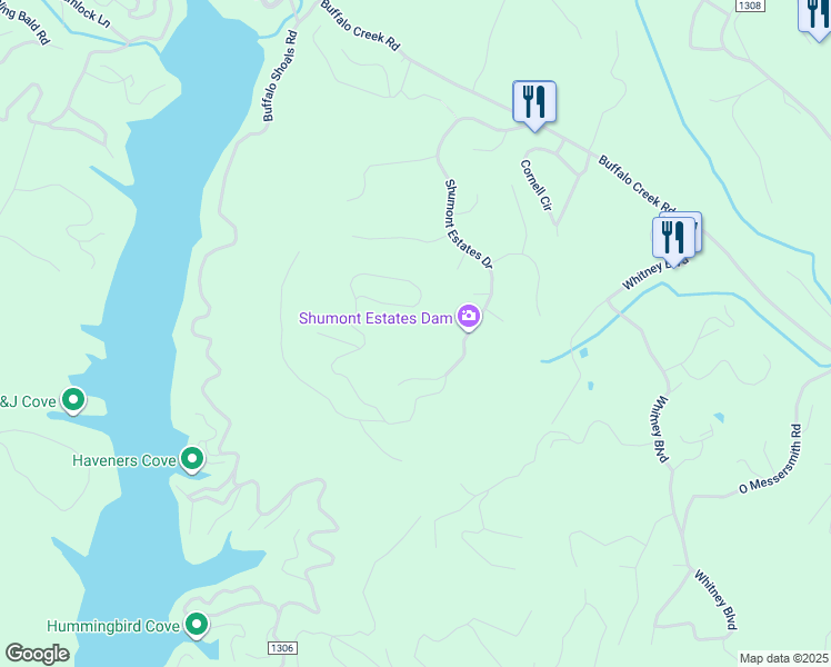 map of restaurants, bars, coffee shops, grocery stores, and more near 198 Woodland Circle in Lake Lure
