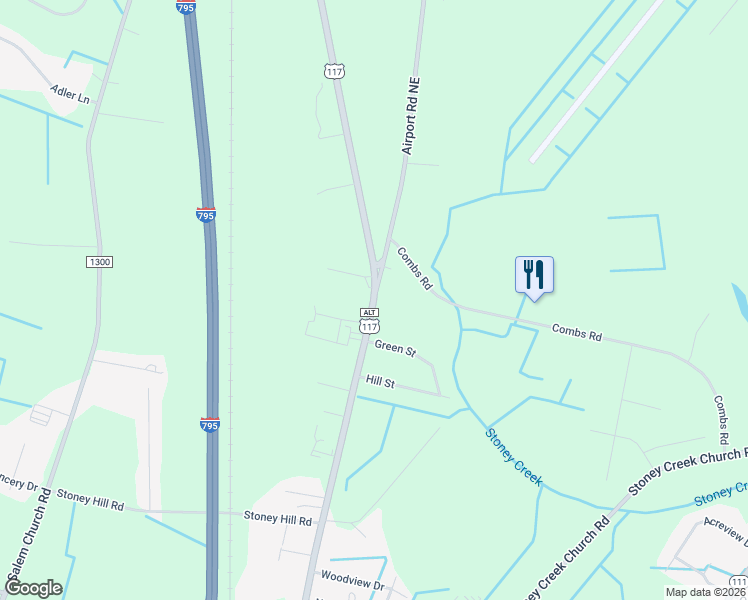 map of restaurants, bars, coffee shops, grocery stores, and more near 3702 U.S. 117 Alternate in Goldsboro