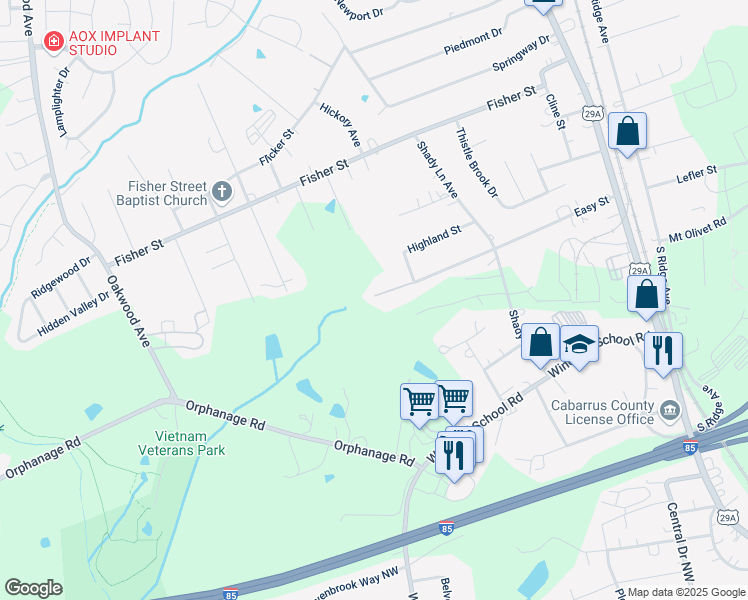 map of restaurants, bars, coffee shops, grocery stores, and more near 618 Easy Street in Concord