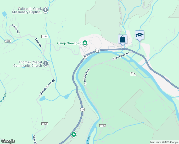 map of restaurants, bars, coffee shops, grocery stores, and more near 1288 Hyatt Creek Road in Bryson City