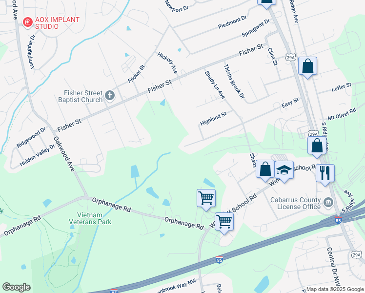 map of restaurants, bars, coffee shops, grocery stores, and more near 618 Easy Street in Concord