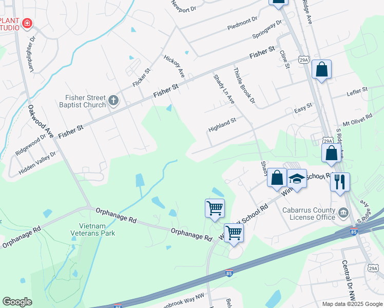 map of restaurants, bars, coffee shops, grocery stores, and more near 609 Easy Street in Concord
