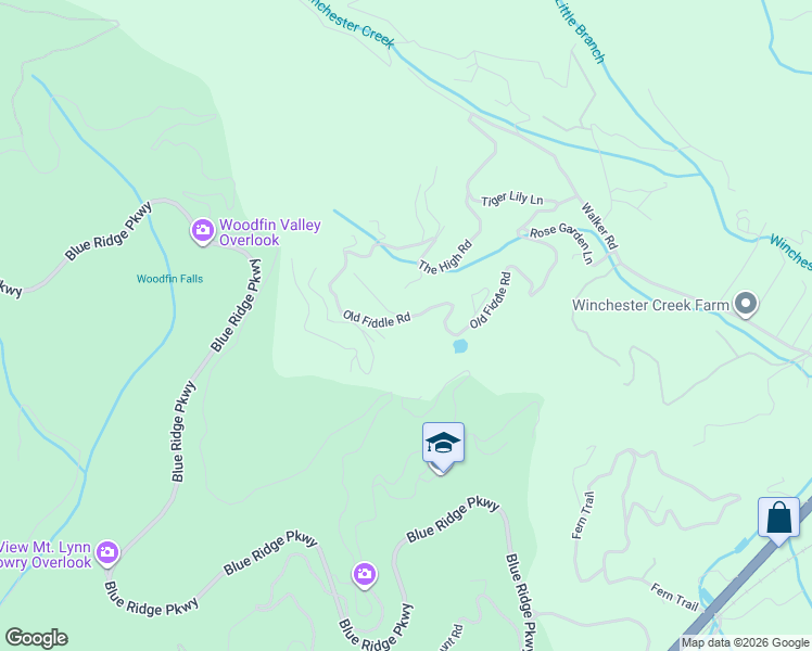 map of restaurants, bars, coffee shops, grocery stores, and more near 905 Old Fiddle Road in Waynesville