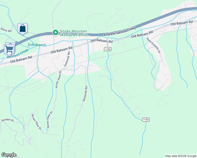 map of restaurants, bars, coffee shops, grocery stores, and more near 73 Mountain Haven Road in Waynesville