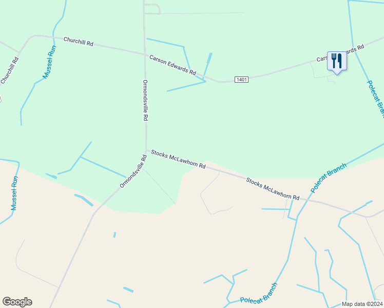 map of restaurants, bars, coffee shops, grocery stores, and more near 213 Stocks McLawhorn Road in Hookerton
