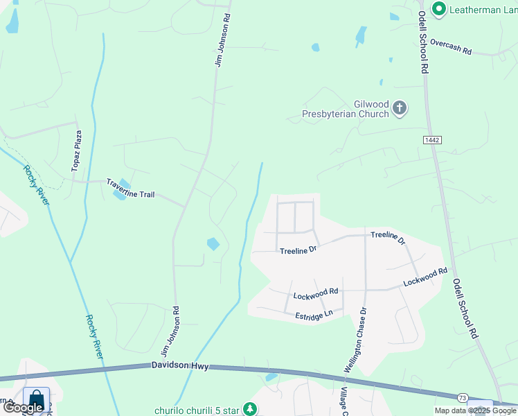 map of restaurants, bars, coffee shops, grocery stores, and more near Shoal Park Road in Concord
