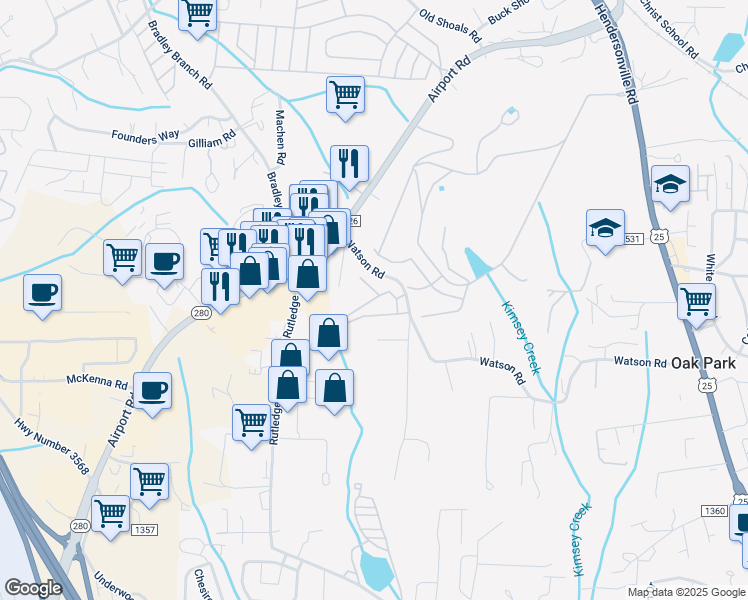 map of restaurants, bars, coffee shops, grocery stores, and more near 160 Thoroughbred Circle in Arden