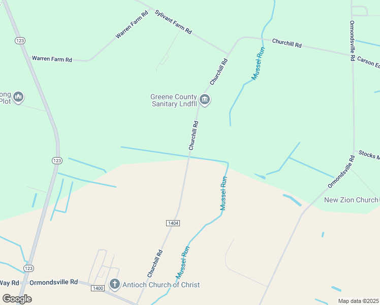 map of restaurants, bars, coffee shops, grocery stores, and more near Churchill Road in Hookerton