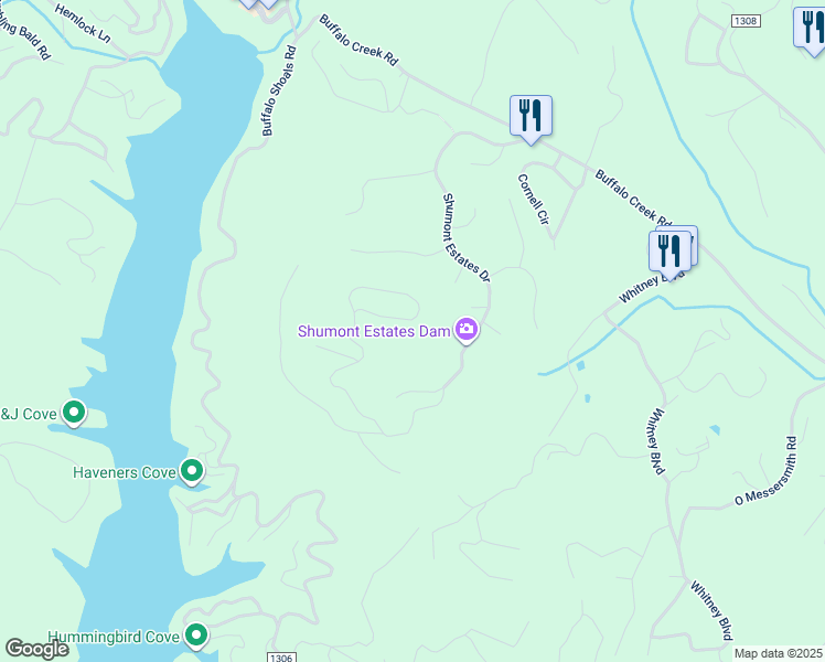 map of restaurants, bars, coffee shops, grocery stores, and more near 198 Woodland Circle in Lake Lure