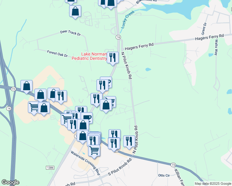map of restaurants, bars, coffee shops, grocery stores, and more near 300 North Nc 16 Business Highway in Denver