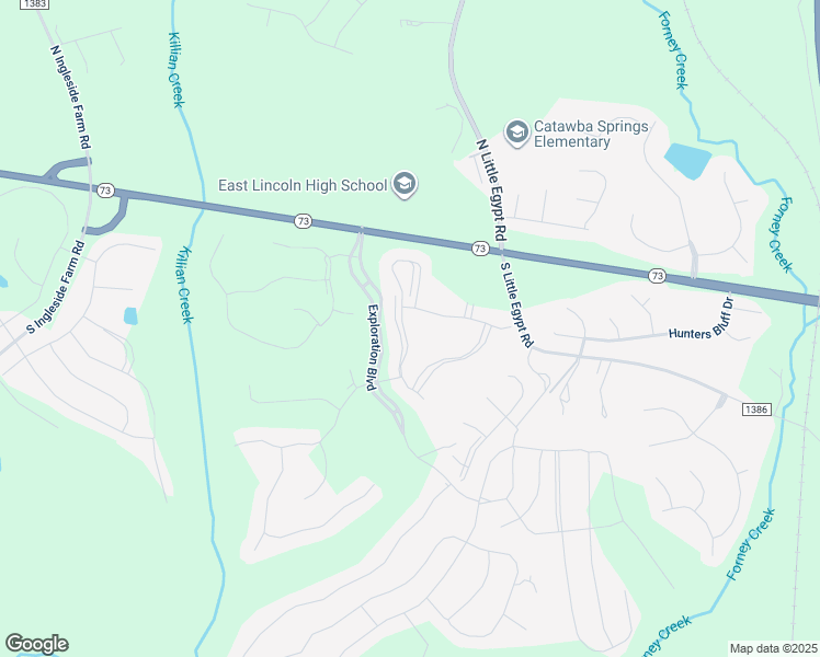map of restaurants, bars, coffee shops, grocery stores, and more near 411 Flat Rock Drive in Stanley