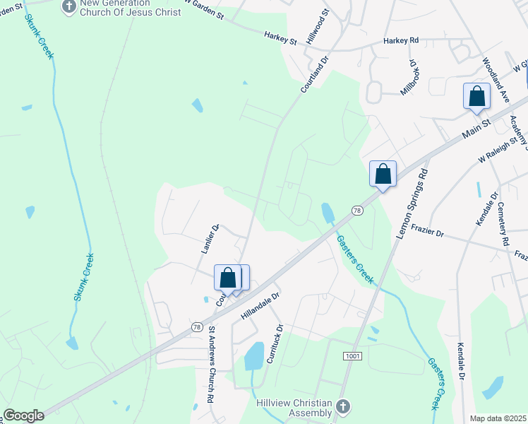map of restaurants, bars, coffee shops, grocery stores, and more near Fairfield Grove Court in Lee County