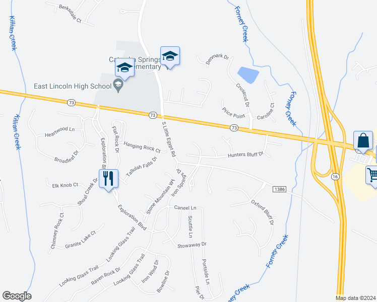map of restaurants, bars, coffee shops, grocery stores, and more near 7057 Hunters Bluff Drive in Denver