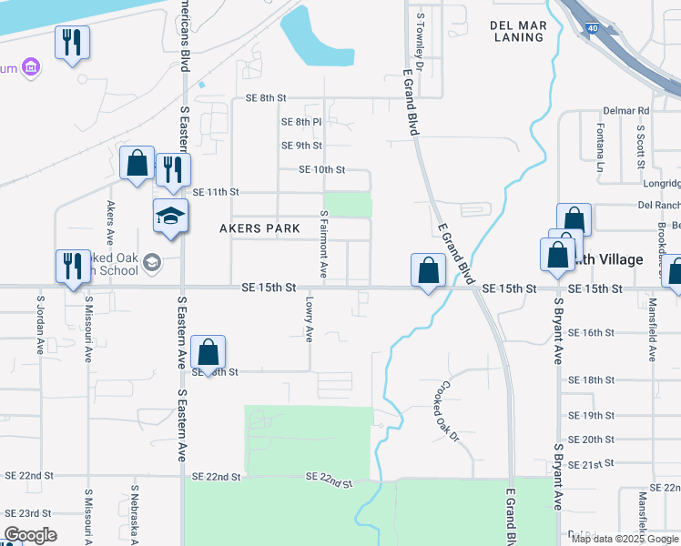 map of restaurants, bars, coffee shops, grocery stores, and more near 1451 Lenora Avenue in Oklahoma City