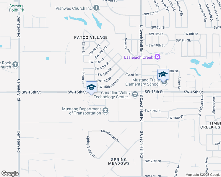 map of restaurants, bars, coffee shops, grocery stores, and more near 12404 Southwest 15th Terrace in Yukon