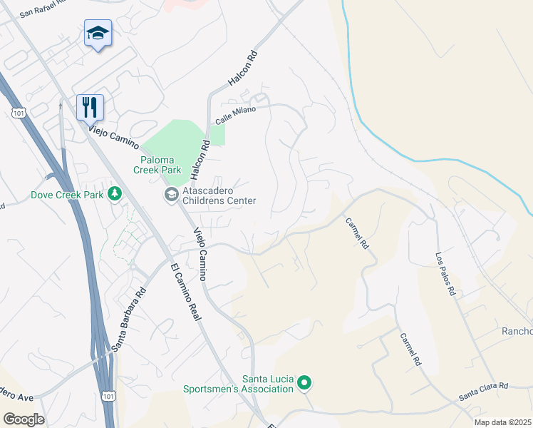 map of restaurants, bars, coffee shops, grocery stores, and more near 11130 Eliano Street in Atascadero