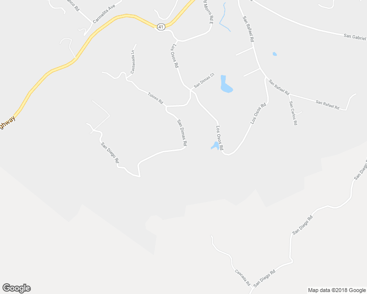 map of restaurants, bars, coffee shops, grocery stores, and more near 8305 San Dimas Road in Atascadero