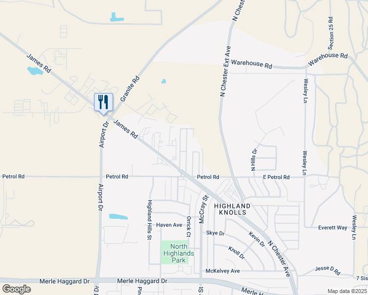 map of restaurants, bars, coffee shops, grocery stores, and more near 254 Petrol Road in Bakersfield