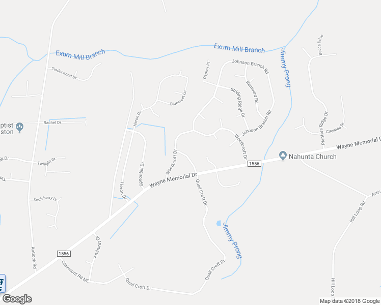 map of restaurants, bars, coffee shops, grocery stores, and more near 10 North Quail Croft Drive in Goldsboro