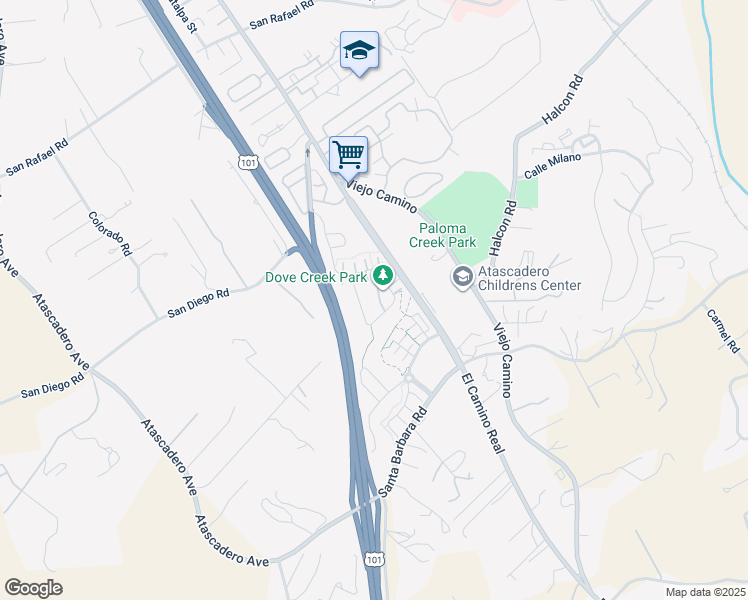map of restaurants, bars, coffee shops, grocery stores, and more near 11513 Pinzon Court in Atascadero
