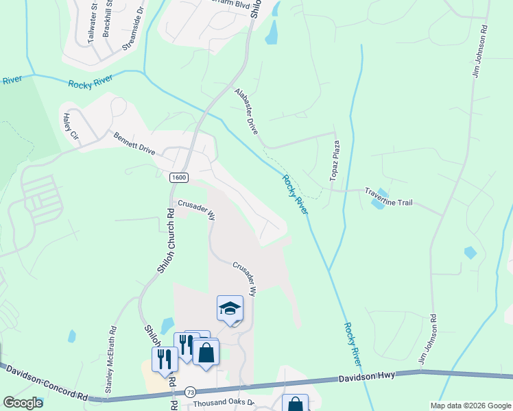map of restaurants, bars, coffee shops, grocery stores, and more near 10694 Sapphire Trail in Davidson