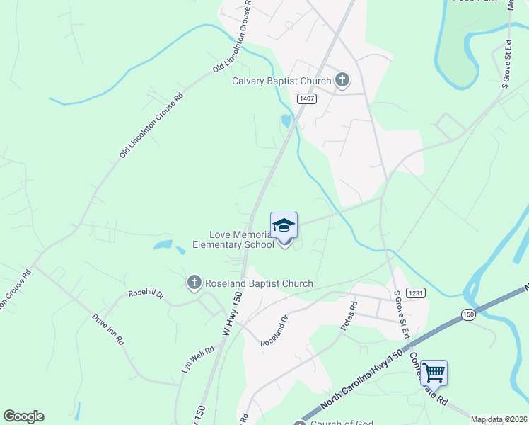 map of restaurants, bars, coffee shops, grocery stores, and more near 1426 Love Memorial School Road in Lincolnton