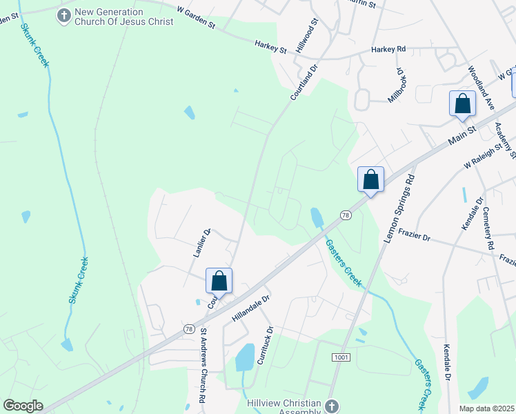 map of restaurants, bars, coffee shops, grocery stores, and more near Lilford Street in Sanford