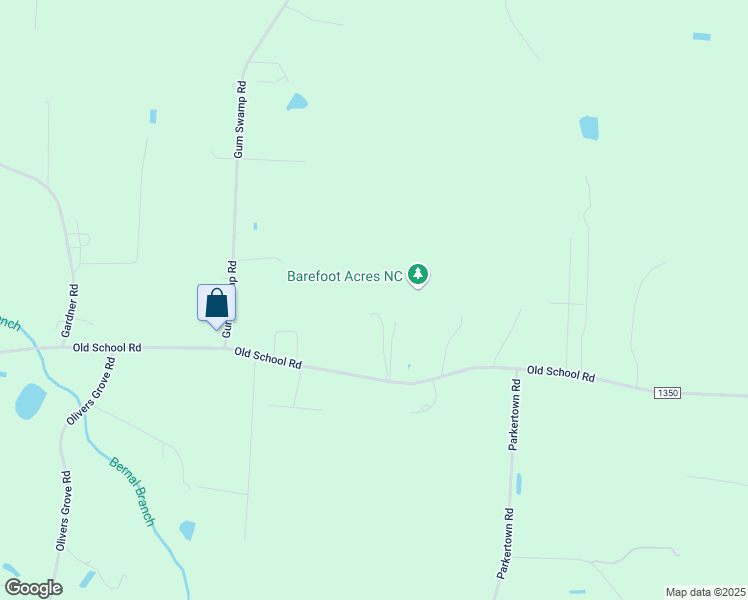 map of restaurants, bars, coffee shops, grocery stores, and more near 2992 Old School Road in Four Oaks