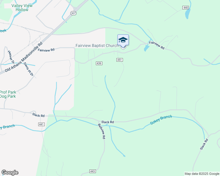 map of restaurants, bars, coffee shops, grocery stores, and more near 154 County Road 451 in Athens