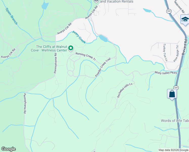 map of restaurants, bars, coffee shops, grocery stores, and more near 75 Powder Creek Trail in Arden