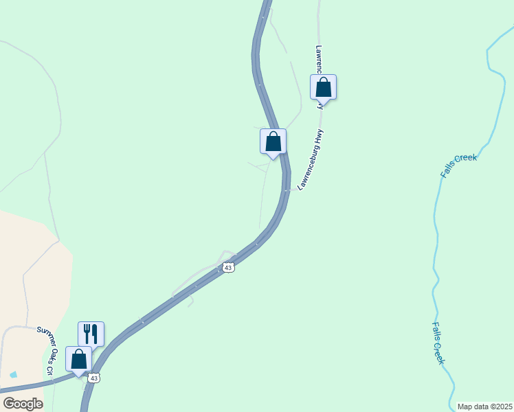 map of restaurants, bars, coffee shops, grocery stores, and more near 8976 South Old Highway 43 in Mount Pleasant