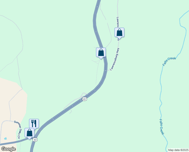map of restaurants, bars, coffee shops, grocery stores, and more near 8976 South Old Highway 43 in Mount Pleasant