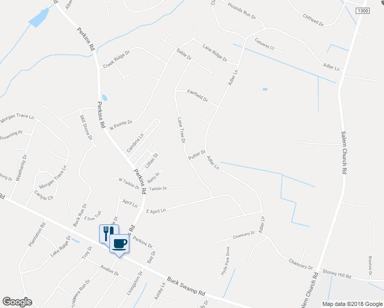 map of restaurants, bars, coffee shops, grocery stores, and more near 223 Lane Tree Drive in Goldsboro