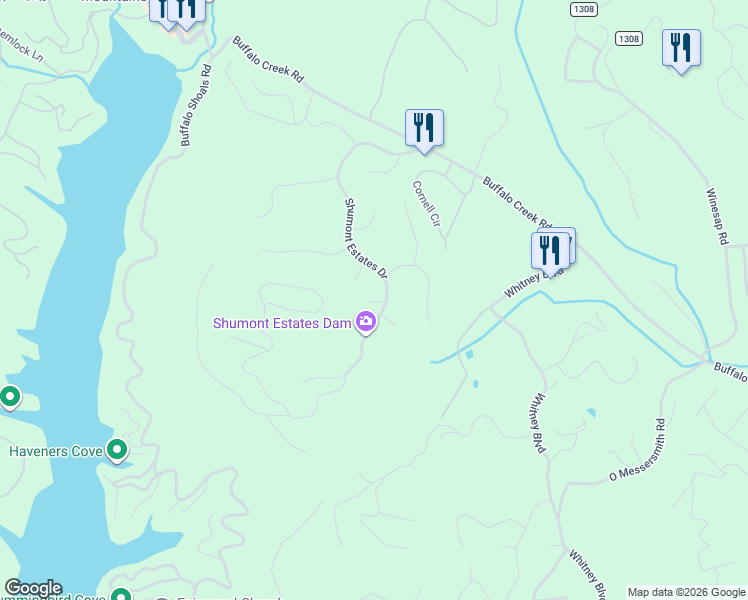 map of restaurants, bars, coffee shops, grocery stores, and more near 421 Shumont Estates Drive in Lake Lure