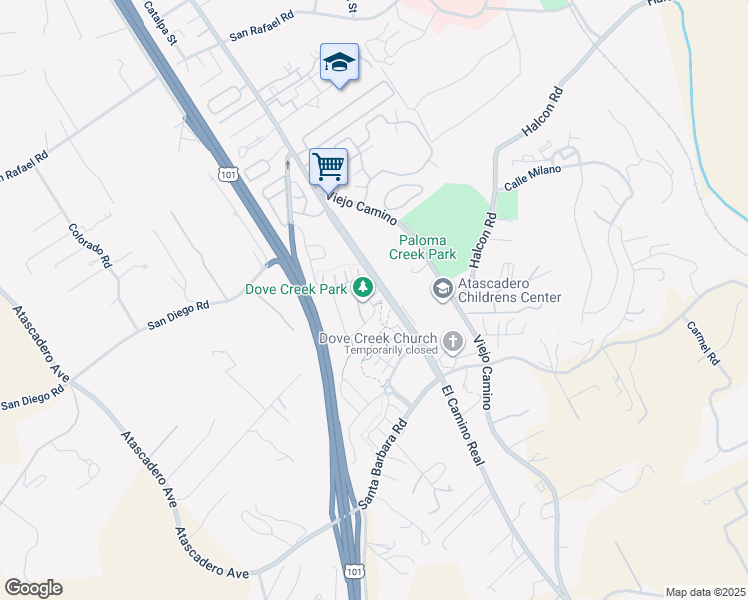 map of restaurants, bars, coffee shops, grocery stores, and more near 11520 Cuervo Way in Atascadero