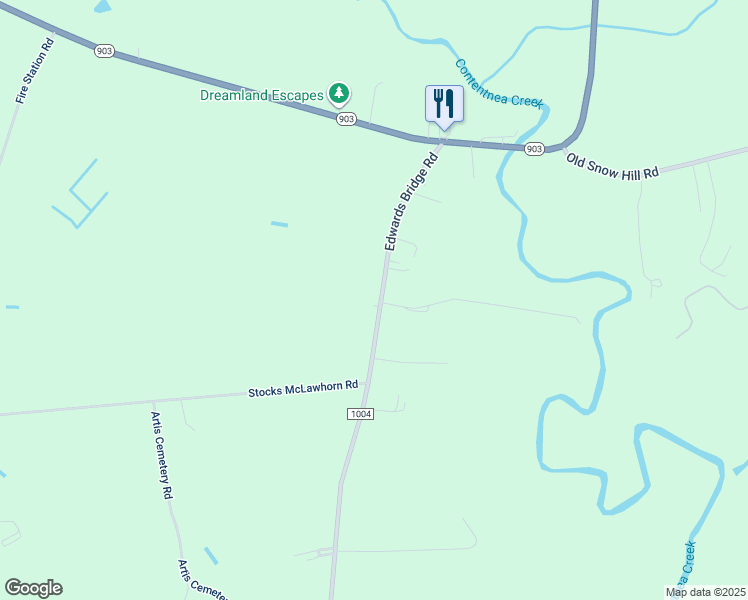 map of restaurants, bars, coffee shops, grocery stores, and more near 420 Edwards Bridge Road in Grifton