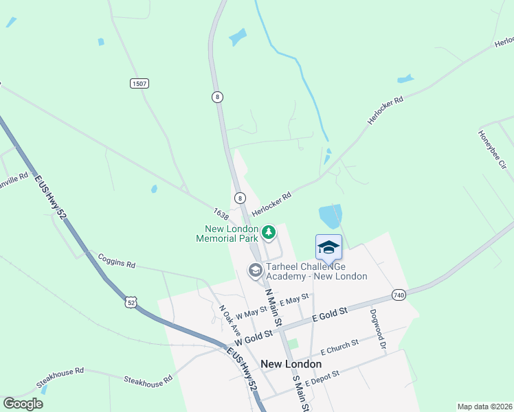 map of restaurants, bars, coffee shops, grocery stores, and more near 34011 Herlocker Road in New London