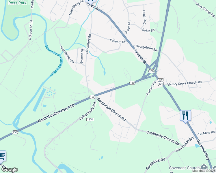 map of restaurants, bars, coffee shops, grocery stores, and more near 482 Sweetbriar Lane in Lincolnton