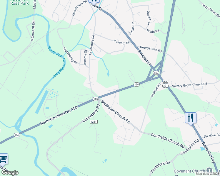 map of restaurants, bars, coffee shops, grocery stores, and more near 482 Sweetbriar Lane in Lincolnton