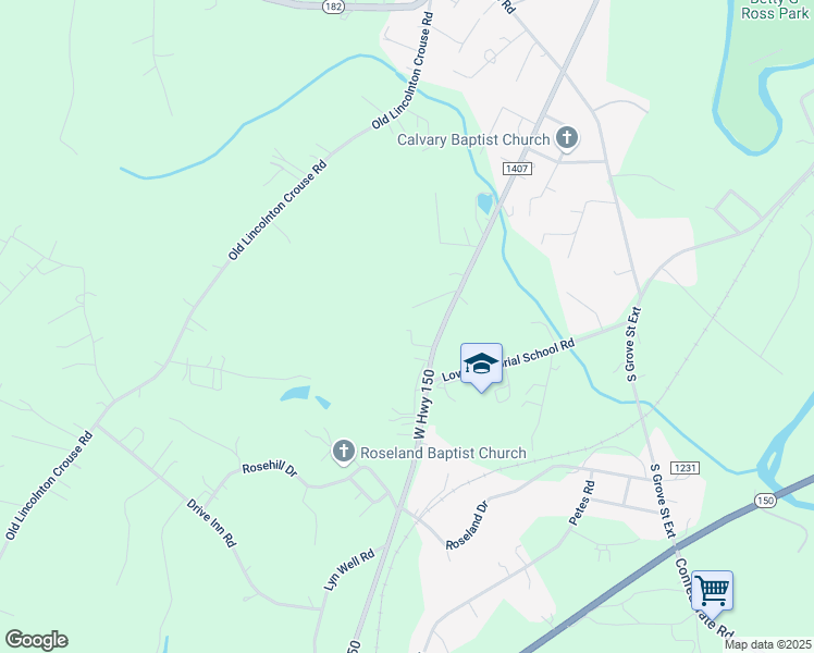 map of restaurants, bars, coffee shops, grocery stores, and more near 1334 West Highway 150 in Lincolnton